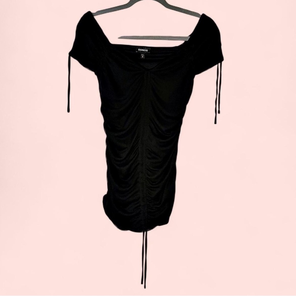 Express Elegant Black Gathered Blouse